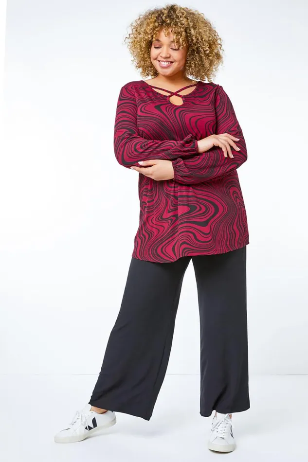 Black Curve Wide Leg Trousers Women Roman Trousers