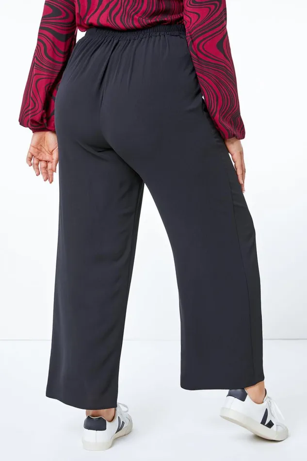 Black Curve Wide Leg Trousers Women Roman Trousers