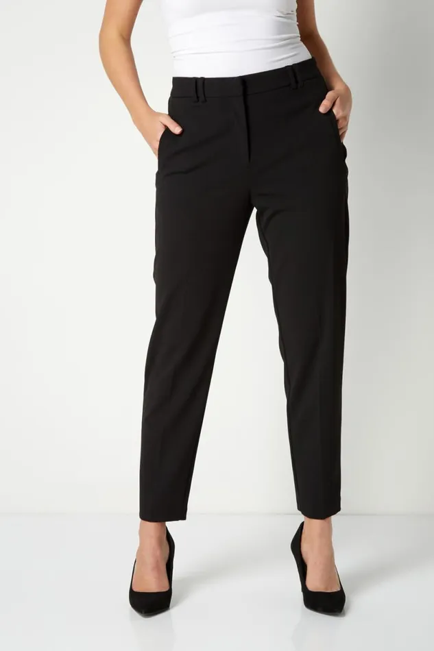 Black High Waist Slim Stretch Trousers Women Roman Trousers