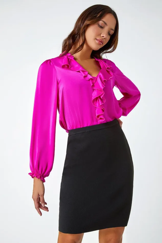 Black Knitted Stretch Pull On Elastic Waist Skirt Women Roman Skirts