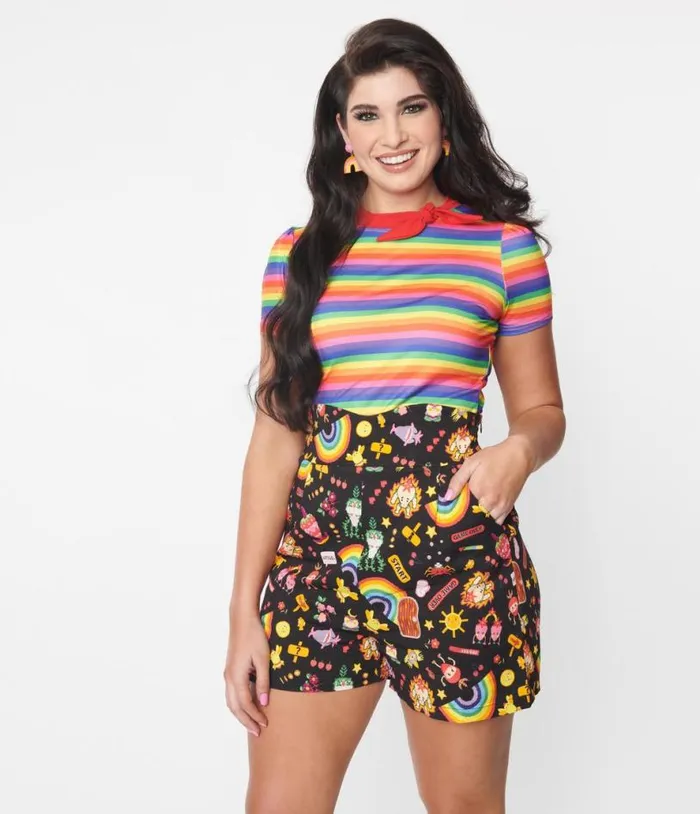 Black Reese Video Game High Waisted Shorts ClothingPlus Unique Vintage Shorts