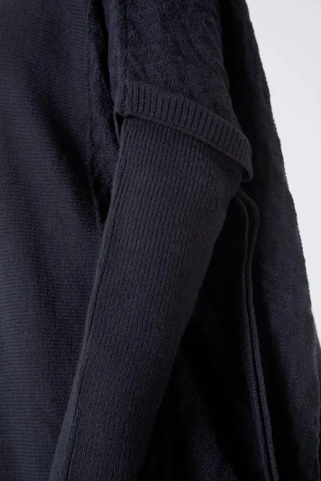 Black Relaxed High Neck Knitted Longline Jumper Women Roman Knitwear