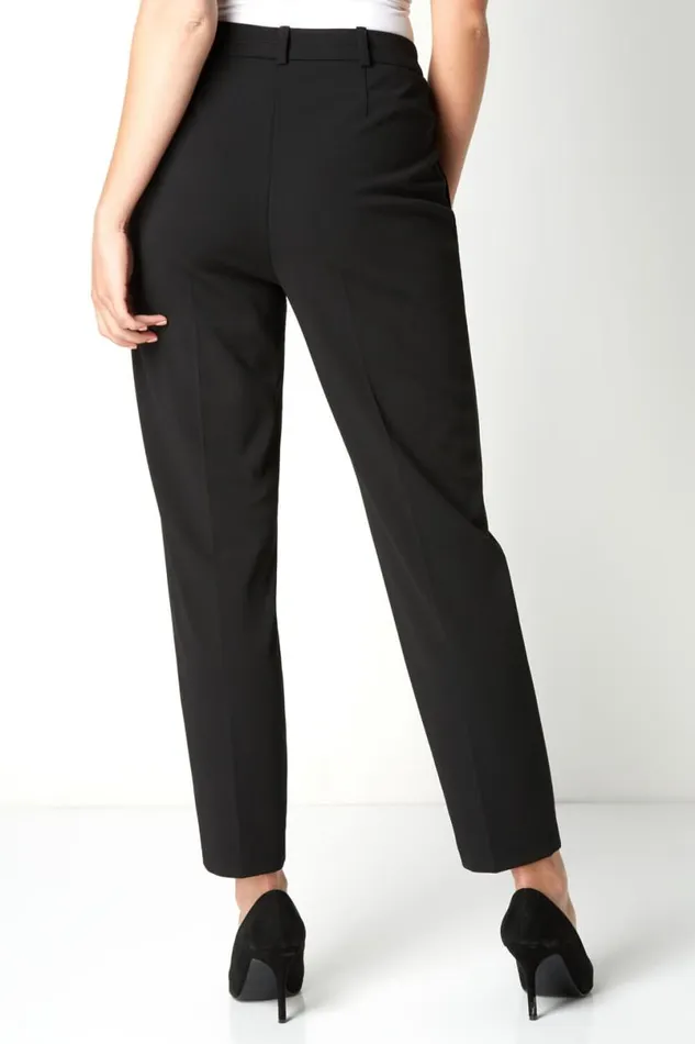 Black Short Straight Leg Stretch Trouser Women Roman Trousers
