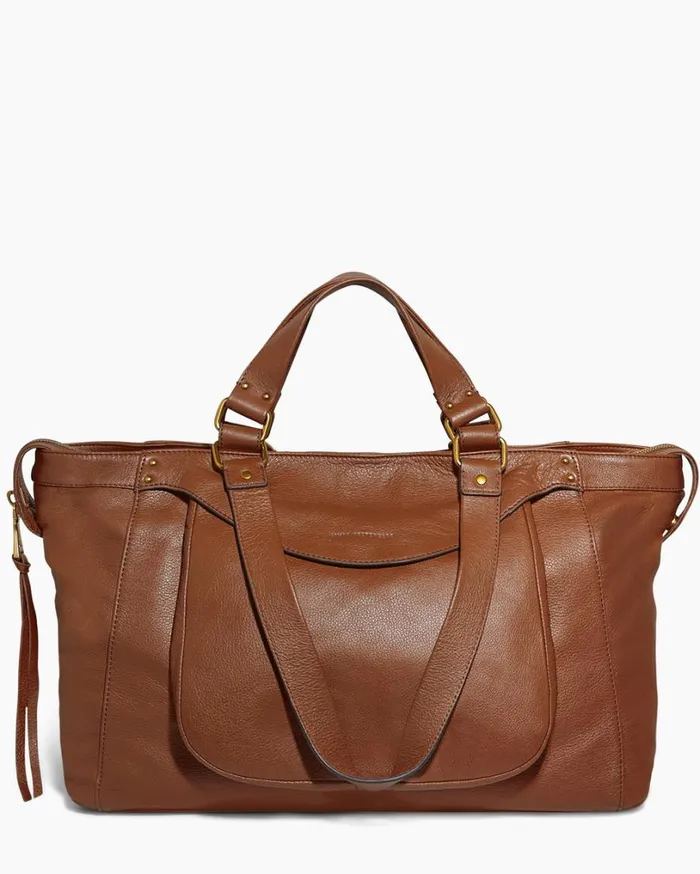 Bleecker XL Tote Chestnut With 14k Yellow Gold Women Aimee Kestenberg Tote Bags
