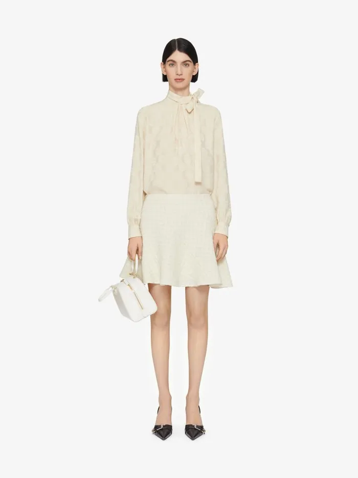 Blouse In 4g Liquid Jacquard With Lavallire Ecru Women Givenchy Tops and Shirts