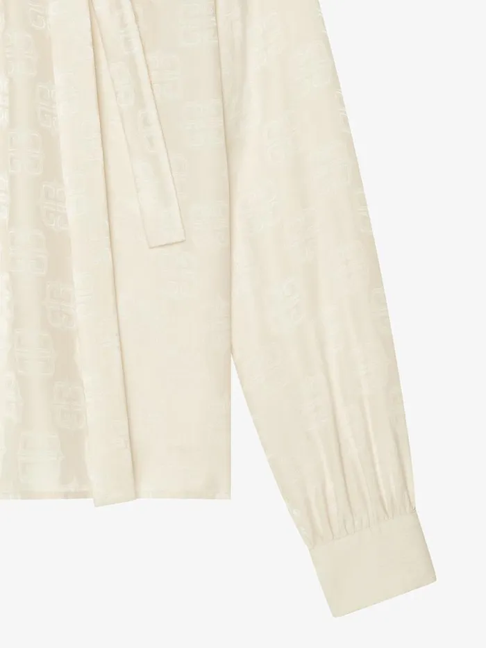 Blouse In 4g Liquid Jacquard With Lavallire Ecru Women Givenchy Tops and Shirts