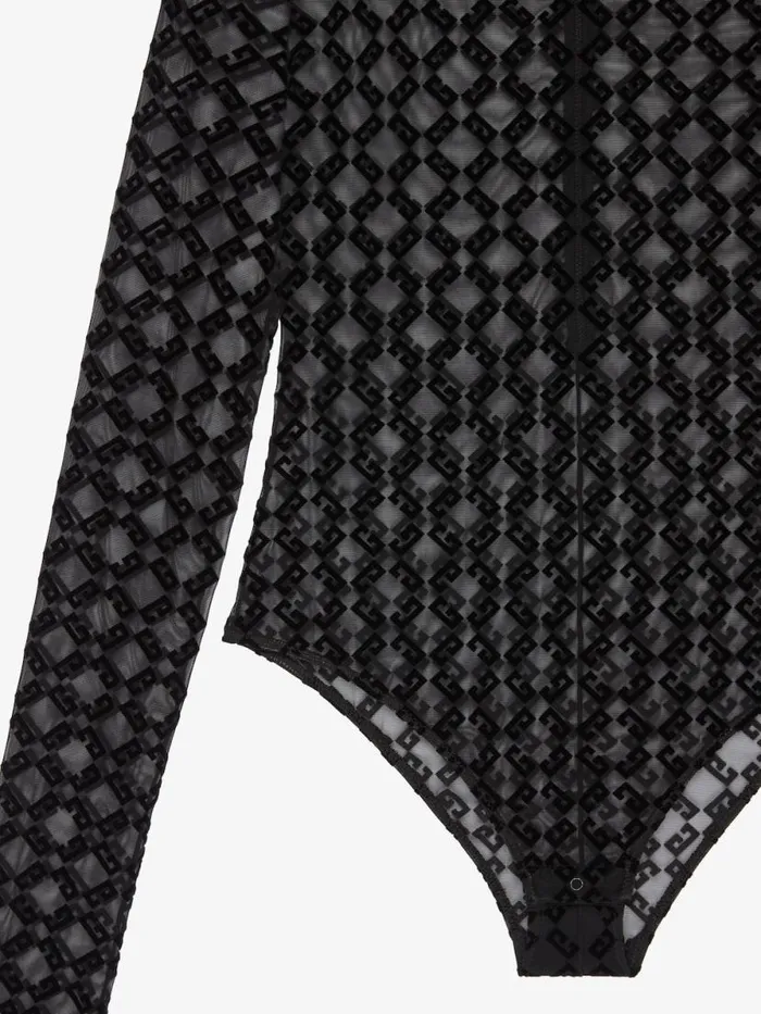 Bodysuit In Monogram 72 Tulle Black Women Givenchy Tops and Shirts