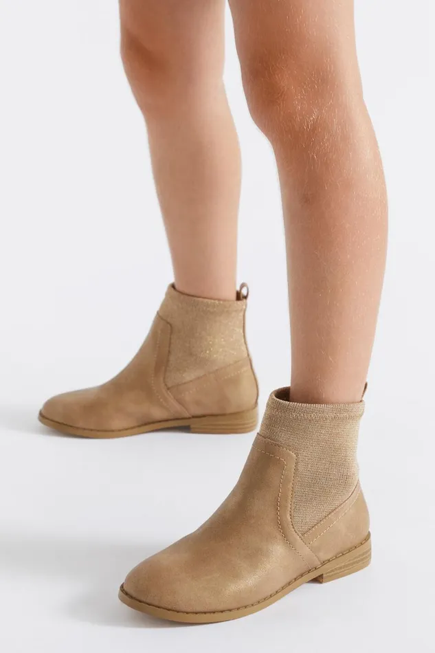 Boots Girl Seed Heritage Glitter Sock Boot Cappuccino