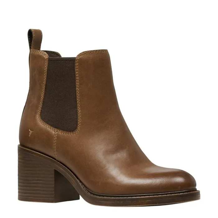 Boots Women Windsor Smith VARSITY TAN LEATHER BOOTS