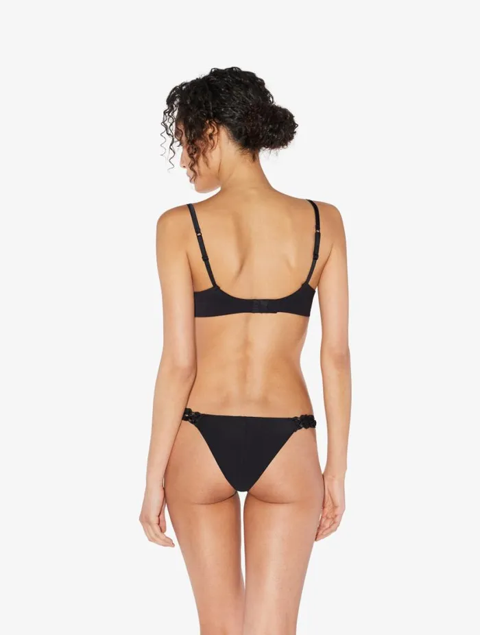 Brazilian Brief In Black Lycra With Embroidered Tulle Lingerie La Perla Brazilian