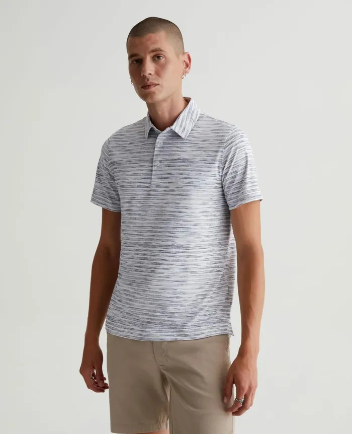 Bryce Polo Slub Stripe Light Grey Men AG Jeans Polos