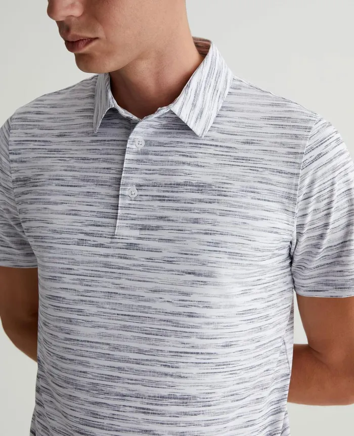Bryce Polo Slub Stripe Light Grey Men AG Jeans Polos Bryce Polo Slub Stripe Light Grey Men AG Jeans Polos