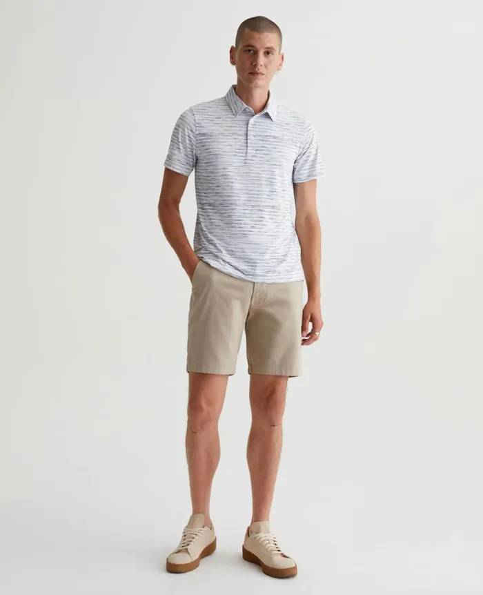 Bryce Polo Slub Stripe Light Grey Men AG Jeans Polos Bryce Polo Slub Stripe Light Grey Men AG Jeans Polos