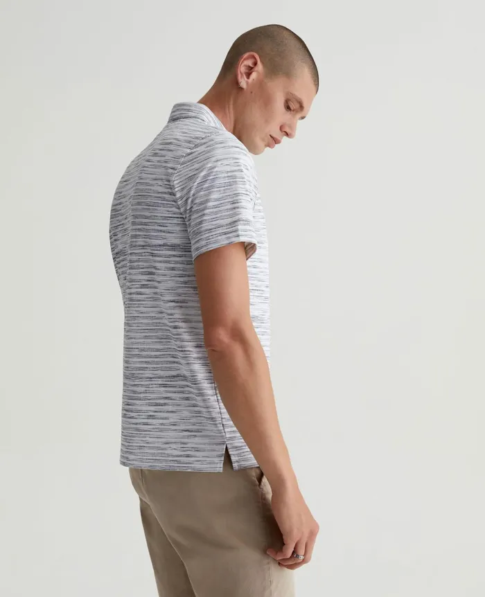 Bryce Polo Slub Stripe Light Grey Men AG Jeans Polos Bryce Polo Slub Stripe Light Grey Men AG Jeans Polos