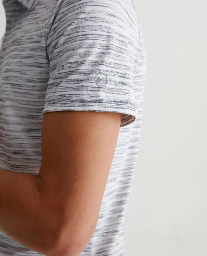 Bryce Polo Slub Stripe Light Grey Men AG Jeans Polos Bryce Polo Slub Stripe Light Grey Men AG Jeans Polos