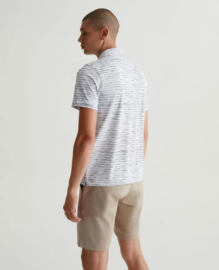 Bryce Polo Slub Stripe Light Grey Men AG Jeans Polos Bryce Polo Slub Stripe Light Grey Men AG Jeans Polos