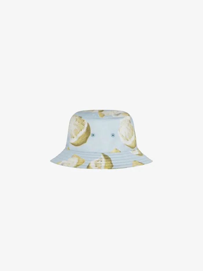 Bucket Hat In Silk With Lemon Print Sky Blue Men Givenchy Beanies and Caps