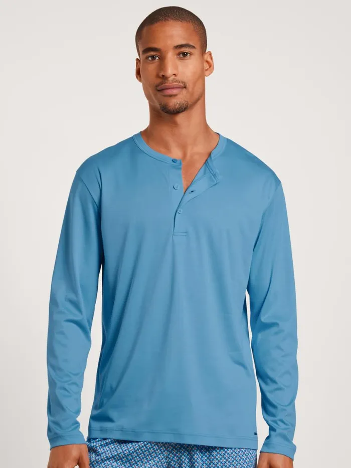 CALIDA Pyjama Tops Men Shirt Longsleeve Azurit Blue