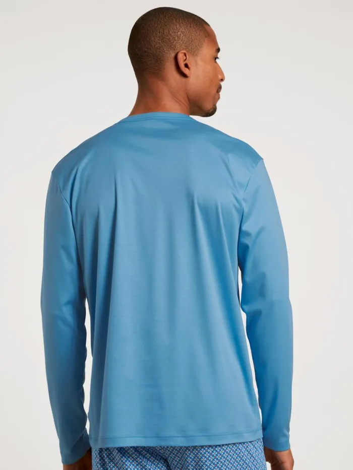 CALIDA Pyjama Tops Men Shirt Longsleeve Azurit Blue