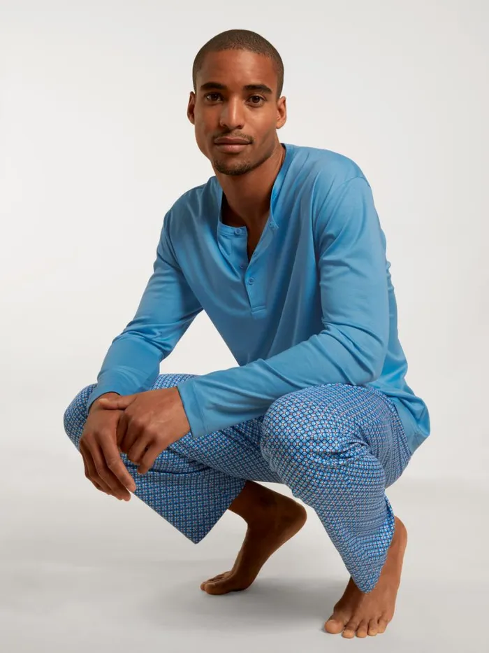CALIDA Pyjama Tops Men Shirt Longsleeve Azurit Blue