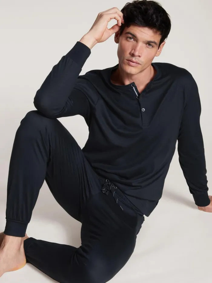 CALIDA Pyjama Tops Men Shirt Long Sleeve Dark Sapphire