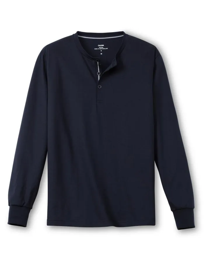 CALIDA Pyjama Tops Men Shirt Long Sleeve Dark Sapphire