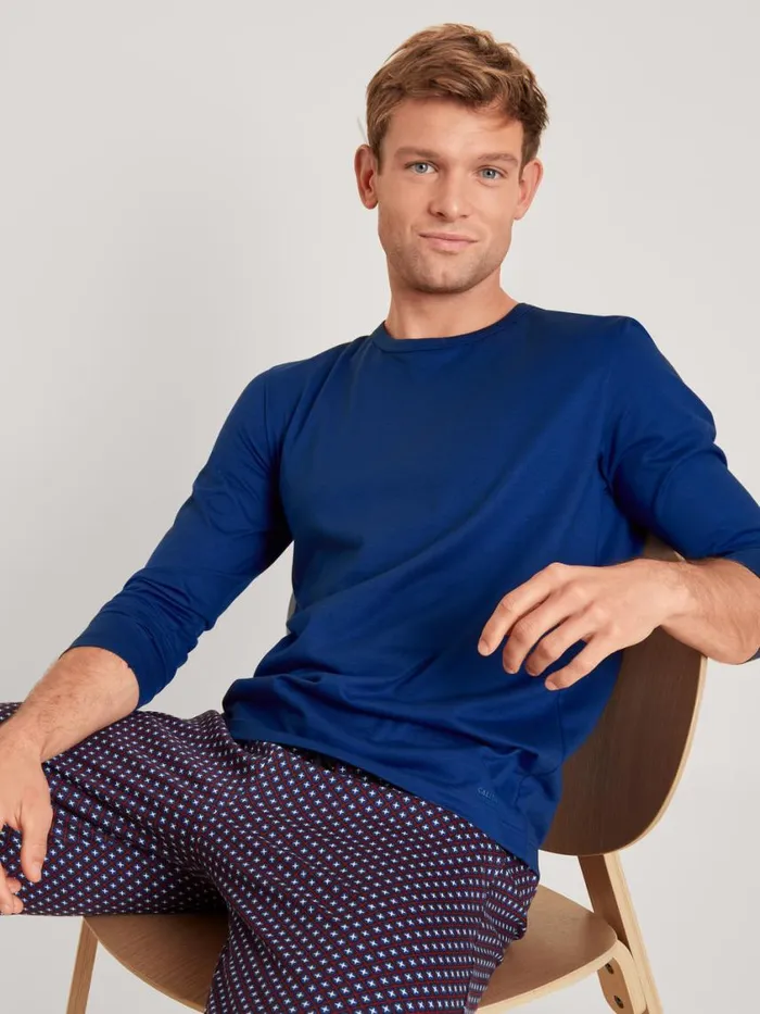 CALIDA Pyjama Tops Men Shirt Long Sleeve Sodalite Blue