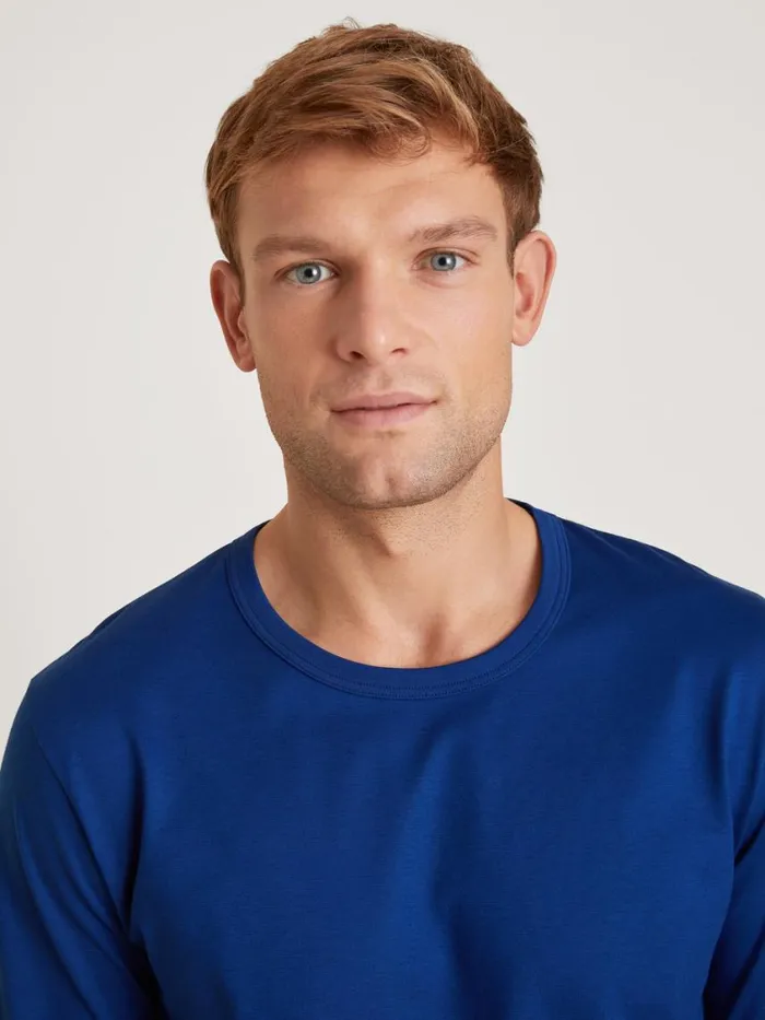 CALIDA Pyjama Tops Men Shirt Long Sleeve Sodalite Blue