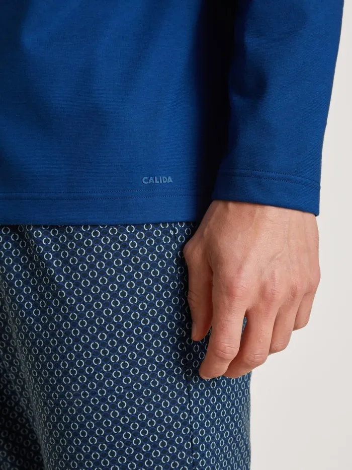 CALIDA Pyjama Tops Men Shirt Long Sleeve Sodalite Blue