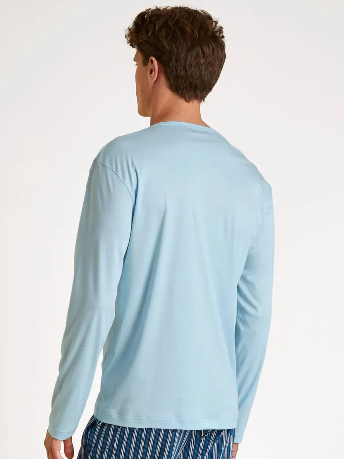 CALIDA Shirts Men Shirt Long Sleeve Cascade Blue