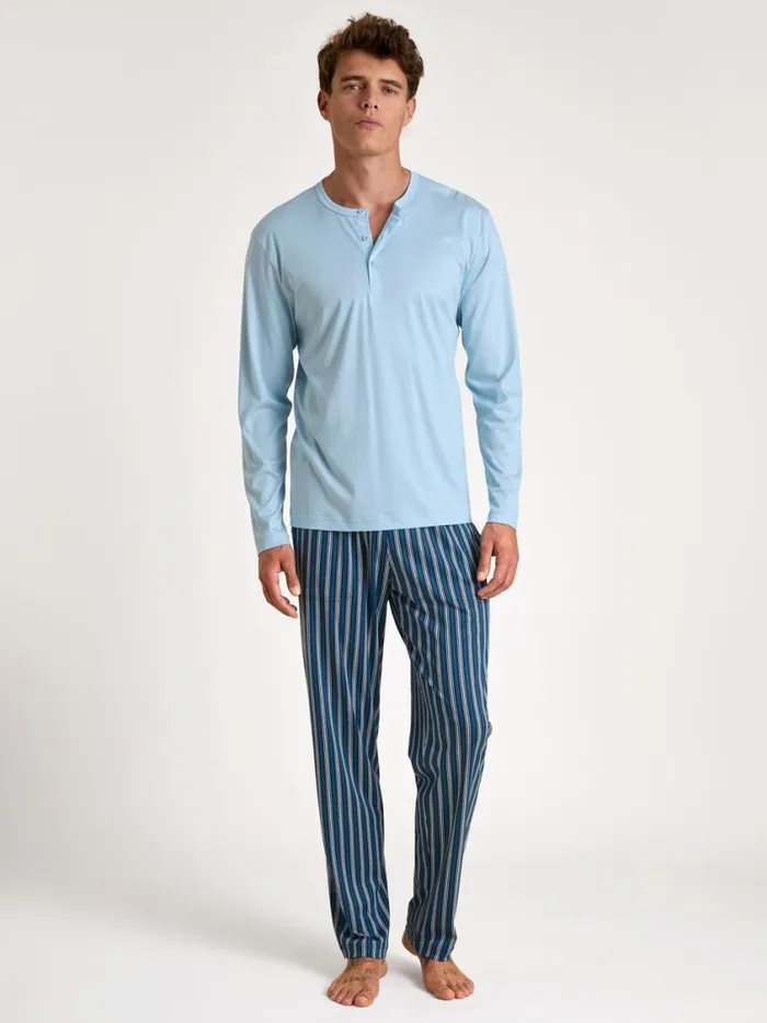 CALIDA Shirts Men Shirt Long Sleeve Cascade Blue