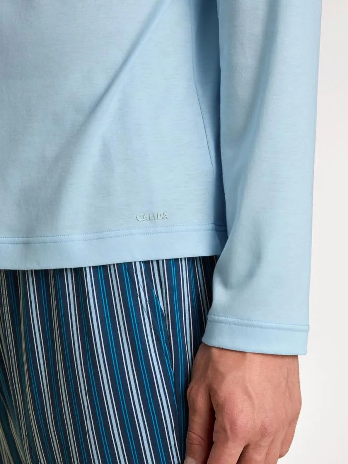 CALIDA Shirts Men Shirt Long Sleeve Cascade Blue
