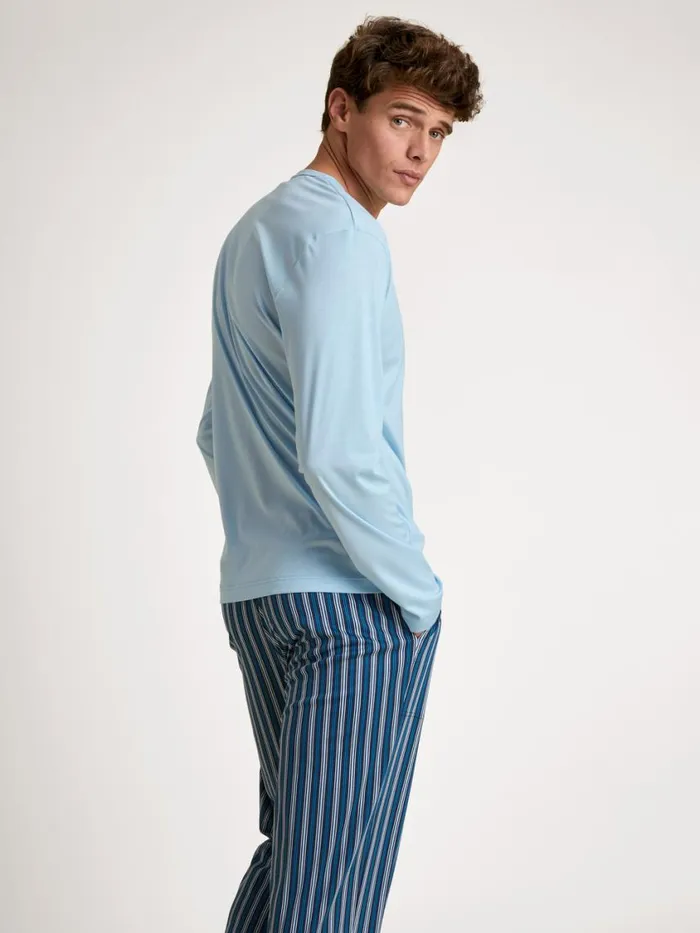 CALIDA Shirts Men Shirt Long Sleeve Cascade Blue