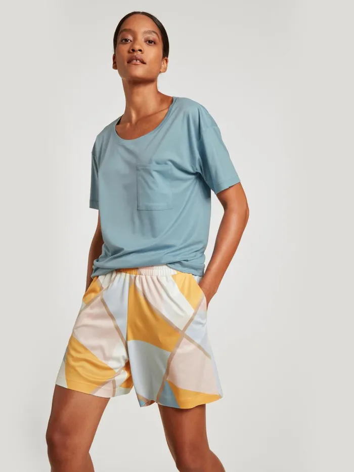 CALIDA Show All Women Shirt Short Sleeve Cradle To Cradle Certified Blue Satin