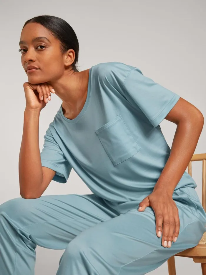 CALIDA Show All Women Shirt Short Sleeve Cradle To Cradle Certified Blue Satin