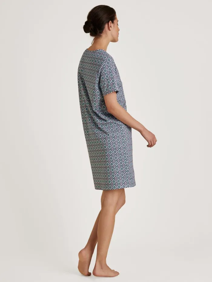 CALIDA Show All Women Short Sleeve Nightdress Length 95cm Blue Topaz