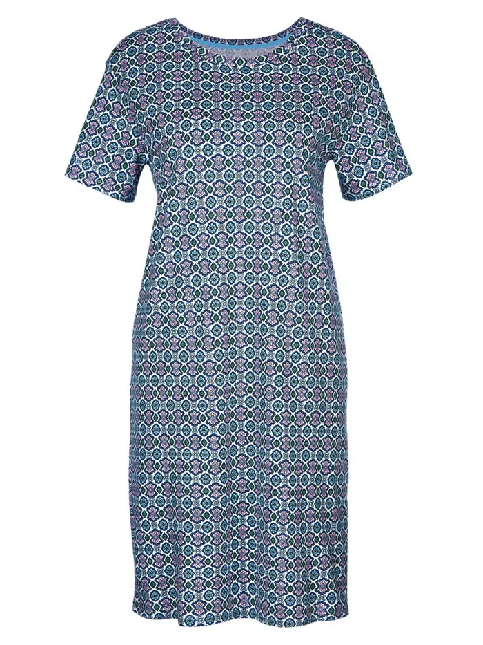 CALIDA Show All Women Short Sleeve Nightdress Length 95cm Blue Topaz
