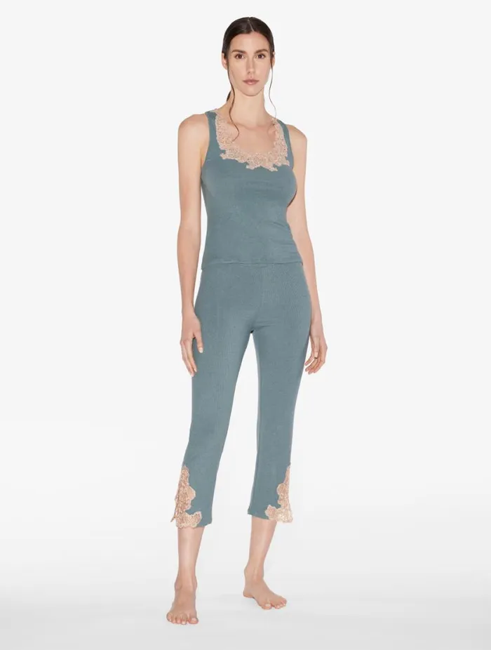 Cashmere Blend Ribbed Tank Top In Sleepy Dream With Frastaglio Sleepwear La Perla Camisoles