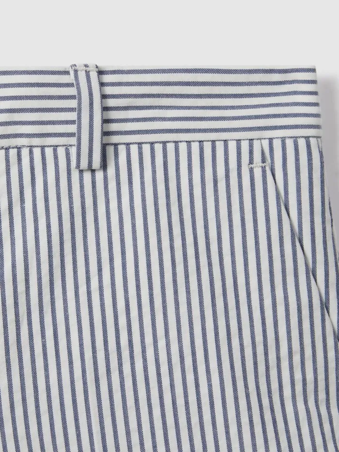 Children Reiss CoOrds Barr Seersucker Striped Adjuster Shorts Soft Blue