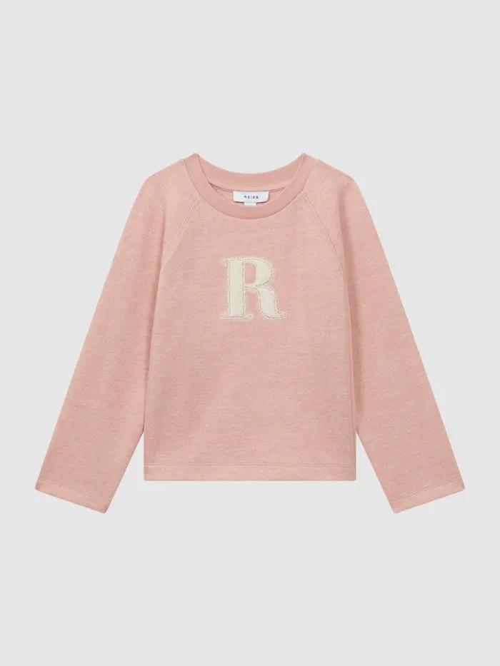 Children Reiss CoOrds Connie Cotton Blend Crew Neck Top Apricot