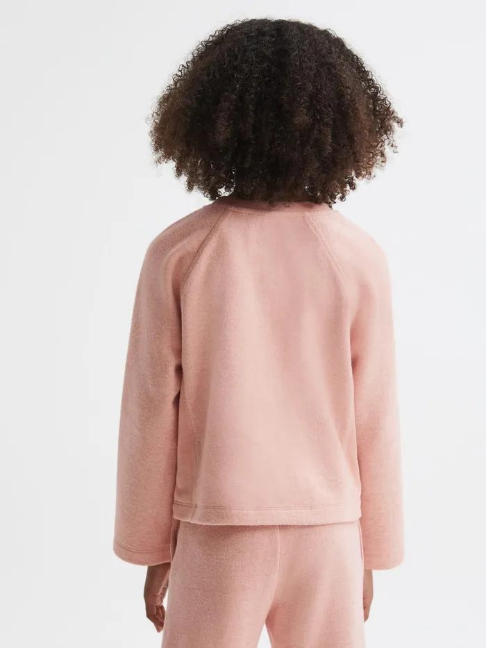 Children Reiss CoOrds Connie Cotton Blend Crew Neck Top Apricot