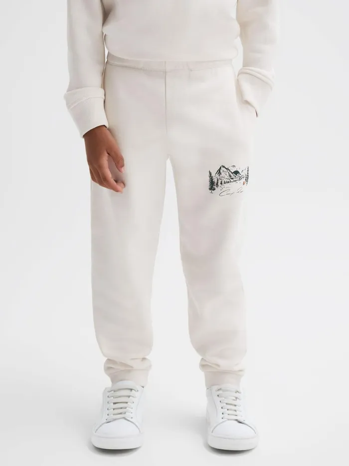 Children Reiss CoOrds Marte Relaxed Cotton Motif Joggers Ecru