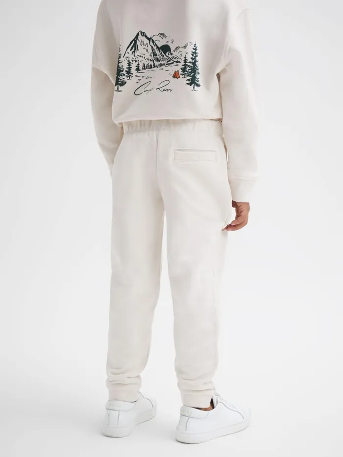Children Reiss CoOrds Marte Relaxed Cotton Motif Joggers Ecru