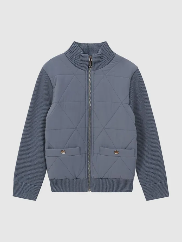 Children Reiss Coats and Jackets Amos Hybrid ZipThrough Quilted Jacket Airforce Blue