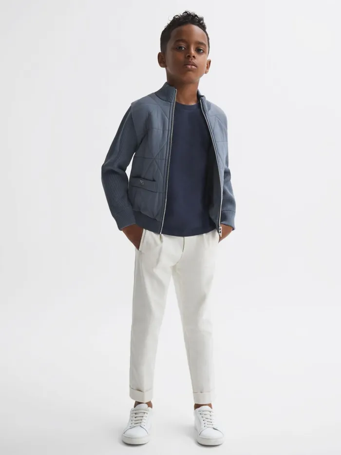 Children Reiss Coats and Jackets Amos Hybrid ZipThrough Quilted Jacket Airforce Blue