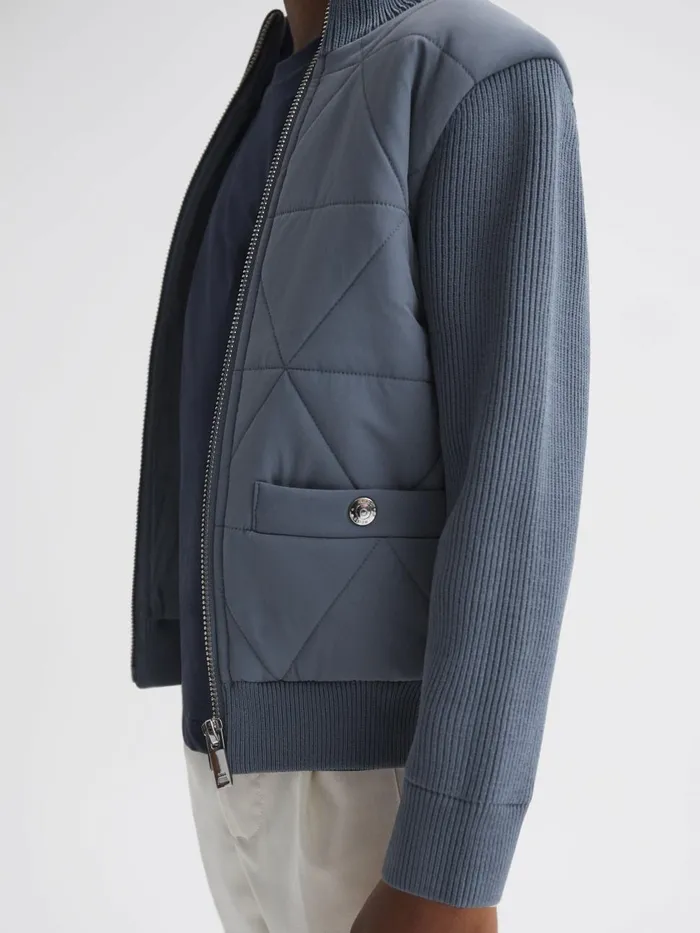 Children Reiss Coats and Jackets Amos Hybrid ZipThrough Quilted Jacket Airforce Blue
