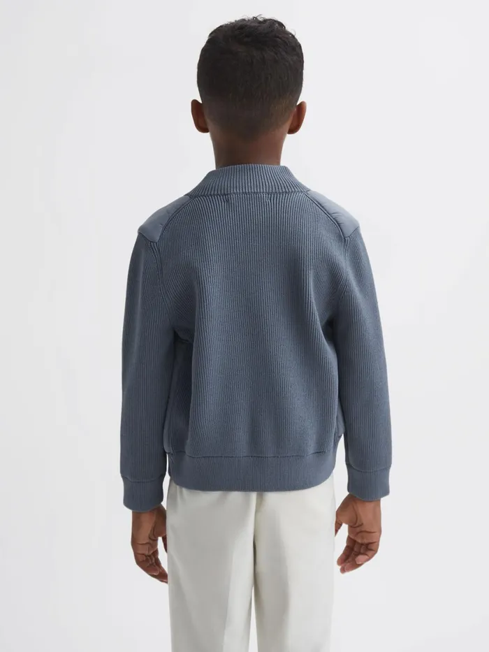 Children Reiss Coats and Jackets Amos Hybrid ZipThrough Quilted Jacket Airforce Blue