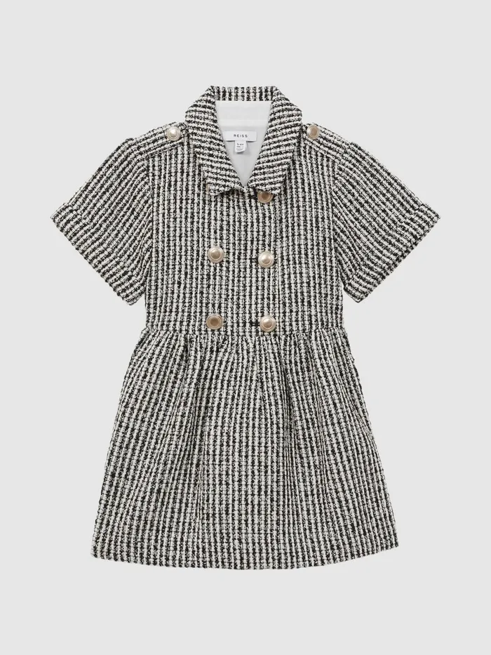 Children Reiss Dresses Junip Tweed Double Breasted Dress Multi