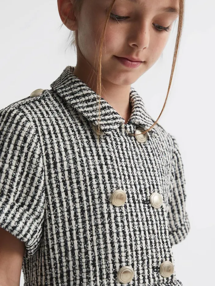 Children Reiss Dresses Junip Tweed Double Breasted Dress Multi
