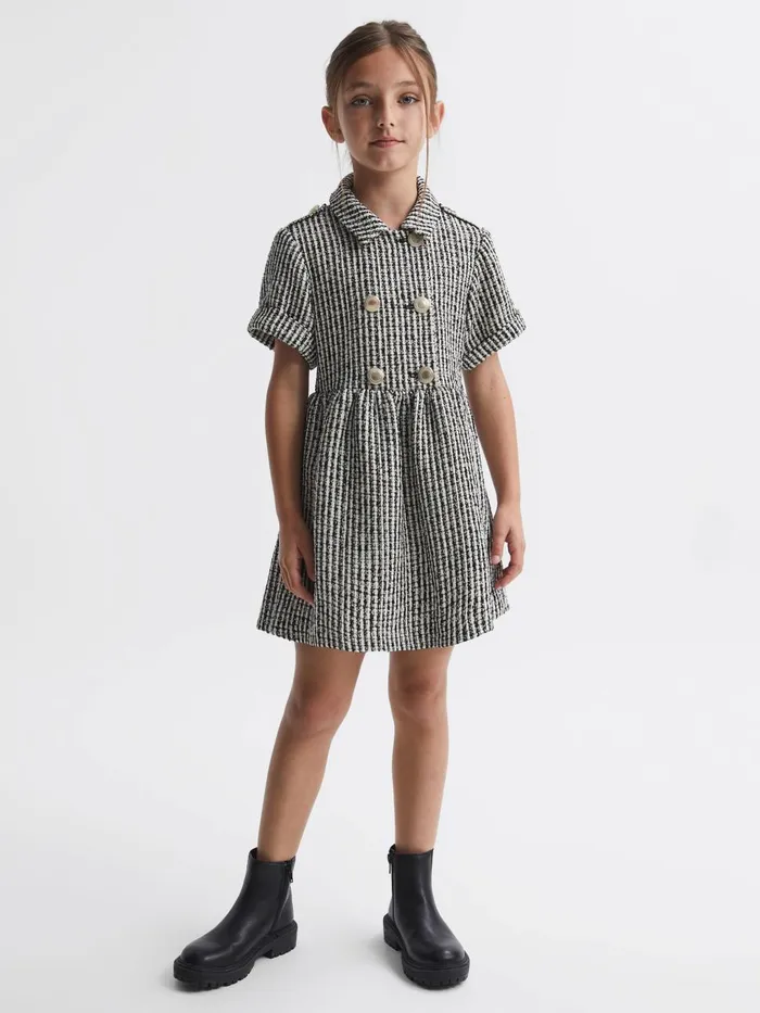Children Reiss Dresses Junip Tweed Double Breasted Dress Multi